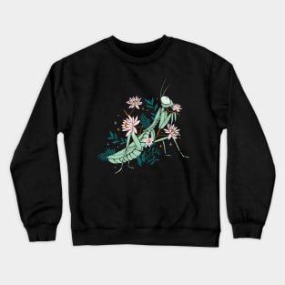 Cute Floral Praying Mantis Funny Insect Lover Crewneck Sweatshirt